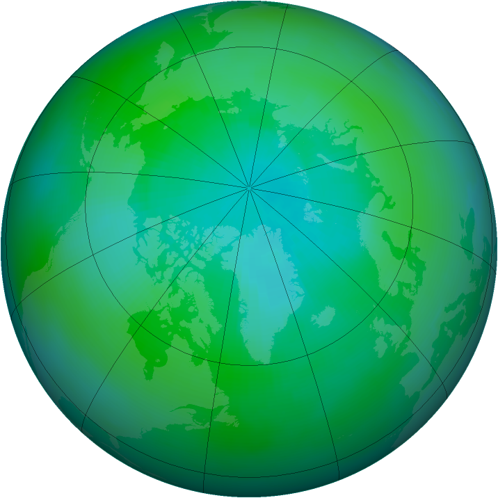 Arctic ozone map for September 1986